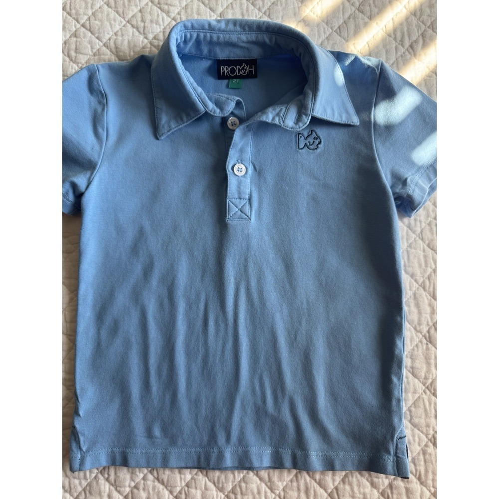 Toddler Boys Prodah 2T Blue Cotton Short Sleeve Polo Shirt EUC Spring Summer